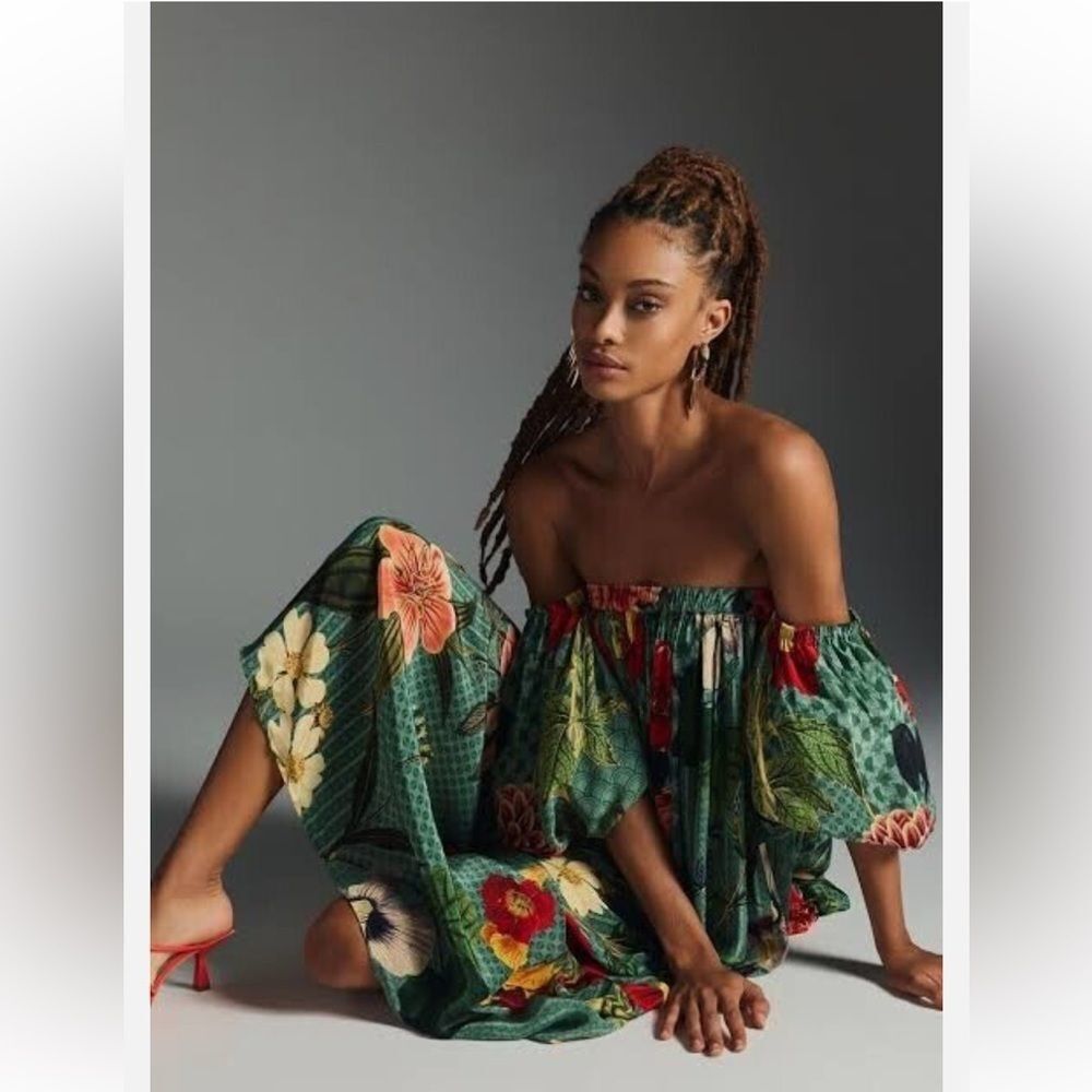 Anthropologie Siddhartha Bansal Off-The-Shoulder Dress Made in India size M